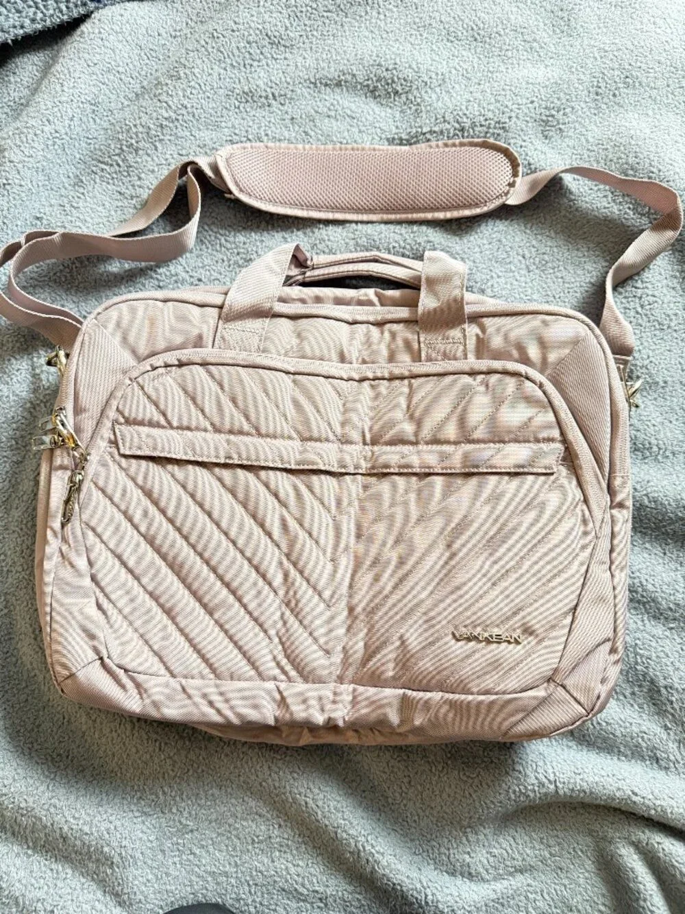 VANKEAN Laptop Case in Dusty Pink/Tan